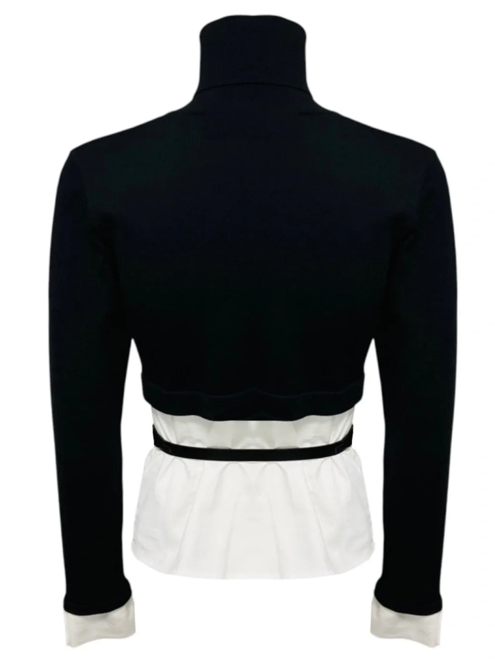 Elisabetta Franchi Black / White Viscose Knit Turtleneck Sweater Top with Cotton